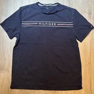 Tommy Hilfiger T Shirt Mens Size Large Blue Casual Short Sleeve Adult